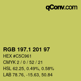 カラーコード: RGB 197.1 201 97 | qconv.com
