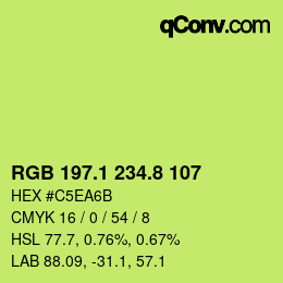 カラーコード: RGB 197.1 234.8 107 | qconv.com