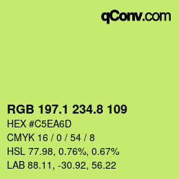 カラーコード: RGB 197.1 234.8 109 | qconv.com
