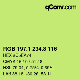 カラーコード: RGB 197.1 234.8 116 | qconv.com