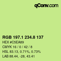カラーコード: RGB 197.1 234.8 137 | qconv.com