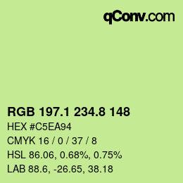 カラーコード: RGB 197.1 234.8 148 | qconv.com