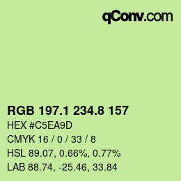 カラーコード: RGB 197.1 234.8 157 | qconv.com
