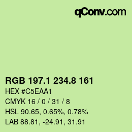 カラーコード: RGB 197.1 234.8 161 | qconv.com