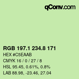 Color code: RGB 197.1 234.8 171 | qconv.com