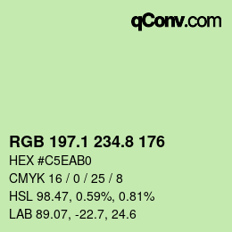 カラーコード: RGB 197.1 234.8 176 | qconv.com