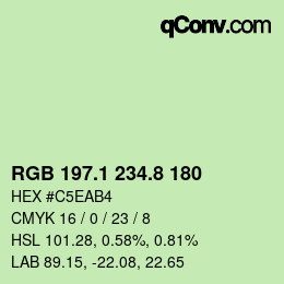 Color code: RGB 197.1 234.8 180 | qconv.com