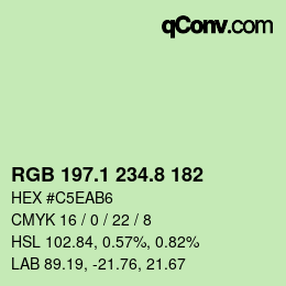 カラーコード: RGB 197.1 234.8 182 | qconv.com