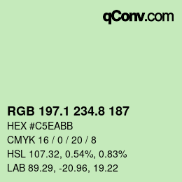 カラーコード: RGB 197.1 234.8 187 | qconv.com