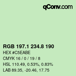 Color code: RGB 197.1 234.8 190 | qconv.com