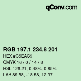 カラーコード: RGB 197.1 234.8 201 | qconv.com