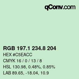 Color code: RGB 197.1 234.8 204 | qconv.com