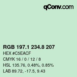 カラーコード: RGB 197.1 234.8 207 | qconv.com