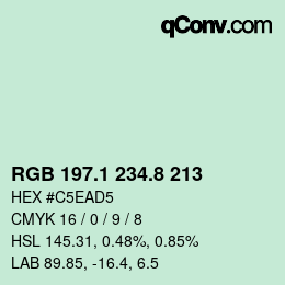 カラーコード: RGB 197.1 234.8 213 | qconv.com