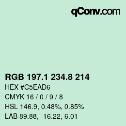 Color code: RGB 197.1 234.8 214 | qconv.com
