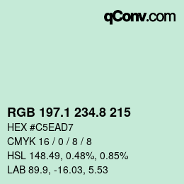 カラーコード: RGB 197.1 234.8 215 | qconv.com