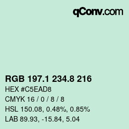 カラーコード: RGB 197.1 234.8 216 | qconv.com