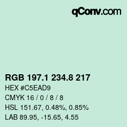 カラーコード: RGB 197.1 234.8 217 | qconv.com