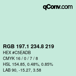 カラーコード: RGB 197.1 234.8 219 | qconv.com