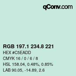 Color code: RGB 197.1 234.8 221 | qconv.com