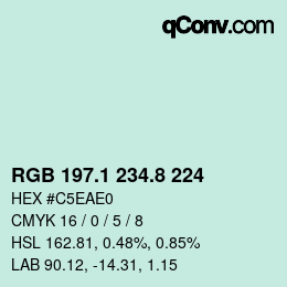 カラーコード: RGB 197.1 234.8 224 | qconv.com