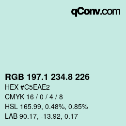 Color code: RGB 197.1 234.8 226 | qconv.com