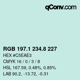 カラーコード: RGB 197.1 234.8 227 | qconv.com