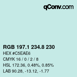 Color code: RGB 197.1 234.8 230 | qconv.com