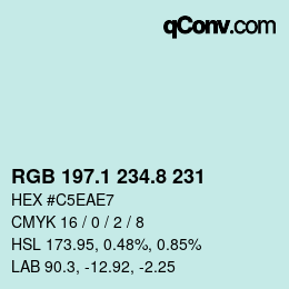 Color code: RGB 197.1 234.8 231 | qconv.com