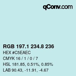 Color code: RGB 197.1 234.8 236 | qconv.com