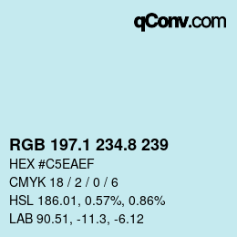 Color code: RGB 197.1 234.8 239 | qconv.com
