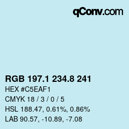 Color code: RGB 197.1 234.8 241 | qconv.com