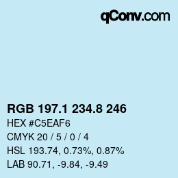 Color code: RGB 197.1 234.8 246 | qconv.com