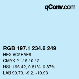 Color code: RGB 197.1 234.8 249 | qconv.com