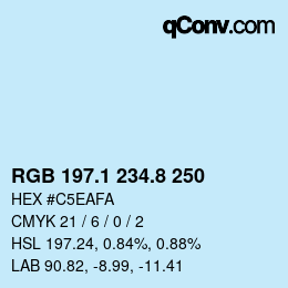 Código de color: RGB 197.1 234.8 250 | qconv.com