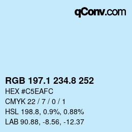 カラーコード: RGB 197.1 234.8 252 | qconv.com