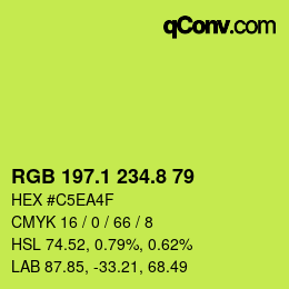 カラーコード: RGB 197.1 234.8 79 | qconv.com