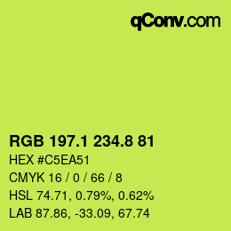 カラーコード: RGB 197.1 234.8 81 | qconv.com