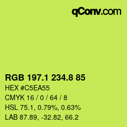 カラーコード: RGB 197.1 234.8 85 | qconv.com