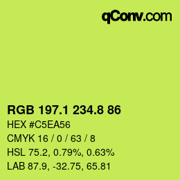 カラーコード: RGB 197.1 234.8 86 | qconv.com