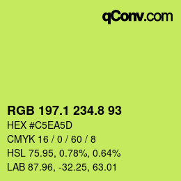 カラーコード: RGB 197.1 234.8 93 | qconv.com