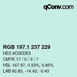 カラーコード: RGB 197.1 237 229 | qconv.com