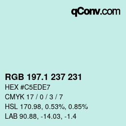 Color code: RGB 197.1 237 231 | qconv.com
