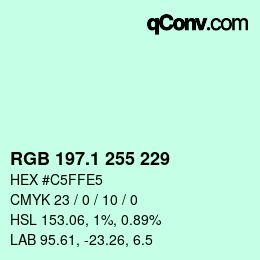 カラーコード: RGB 197.1 255 229 | qconv.com