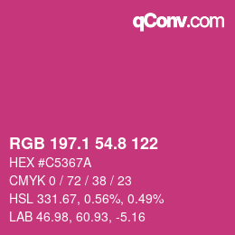 カラーコード: RGB 197.1 54.8 122 | qconv.com