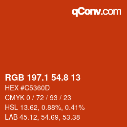 Color code: RGB 197.1 54.8 13 | qconv.com