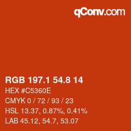 Color code: RGB 197.1 54.8 14 | qconv.com
