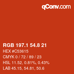 カラーコード: RGB 197.1 54.8 21 | qconv.com