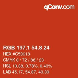 カラーコード: RGB 197.1 54.8 24 | qconv.com