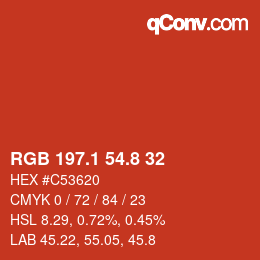 Color code: RGB 197.1 54.8 32 | qconv.com